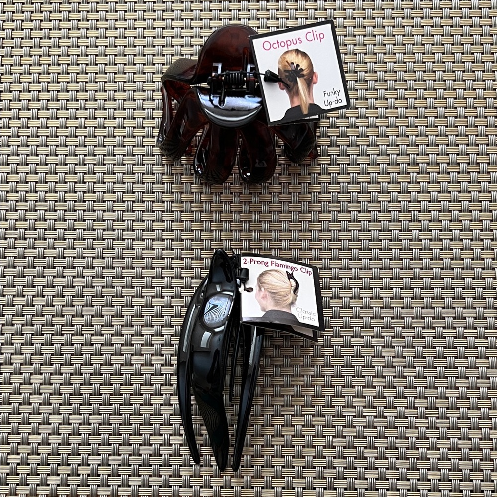 Flamingo & Octopus Hair Clips NWT Made in France